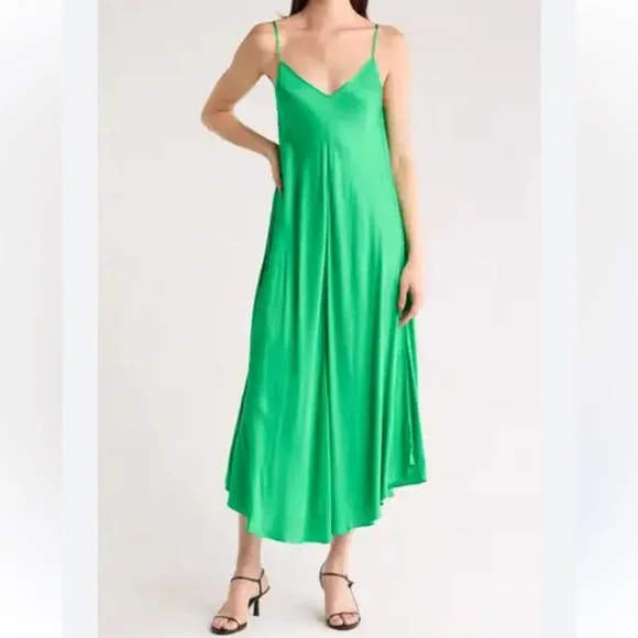 L’Agence Serita emerald green silky maxi slip dress size Small - Picture 1 of 8